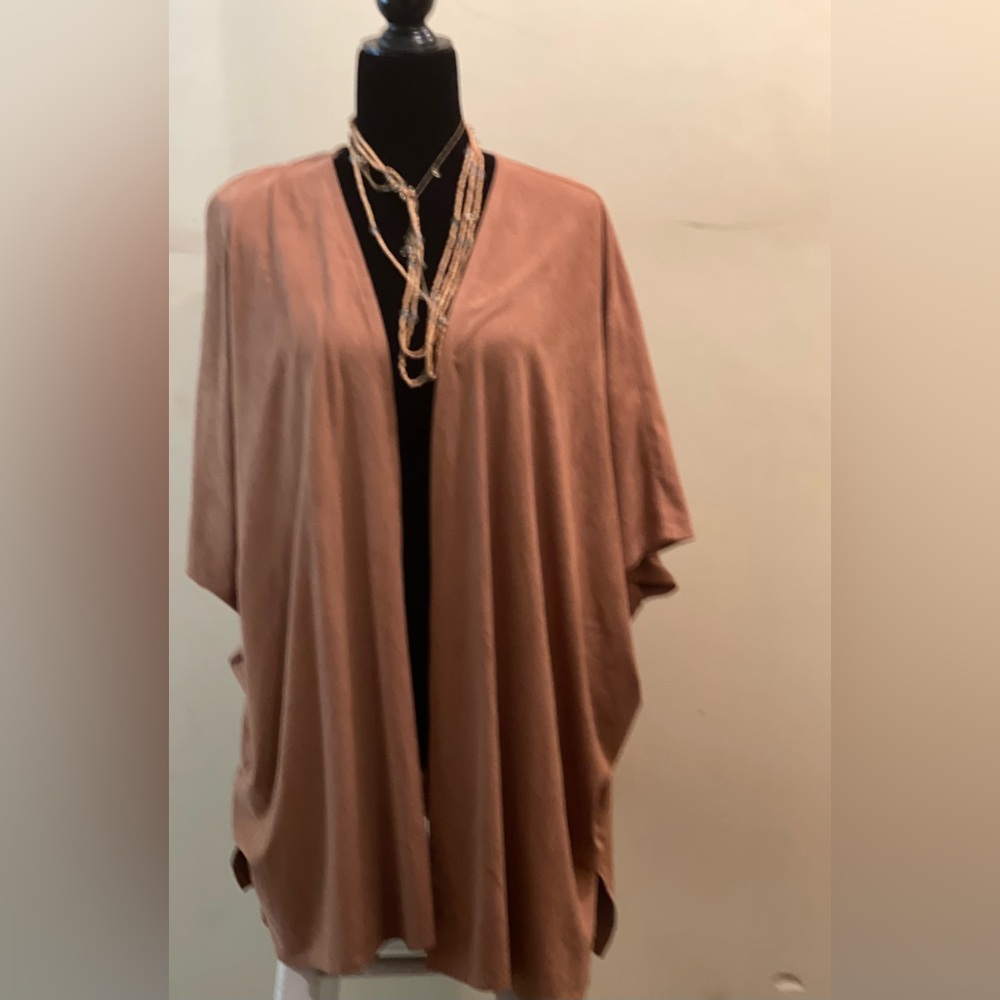Forever 21 Tan Faux Suede Open,Front Kimono,